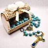 Blue Marble Rosary | Wooden Container | Madras Rosaries - Image 2